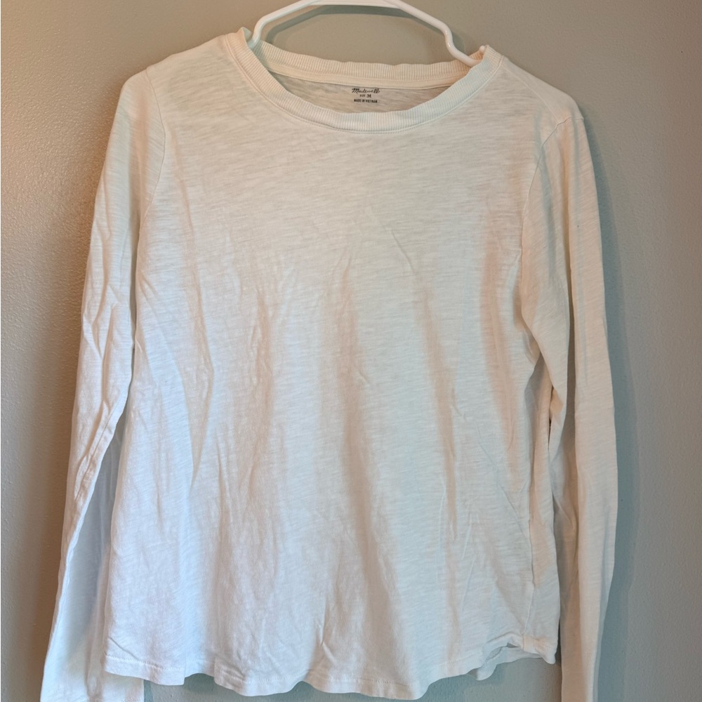 Madewell Cotton Lightweight Crewneck Long Sleeve Cream Tee M
